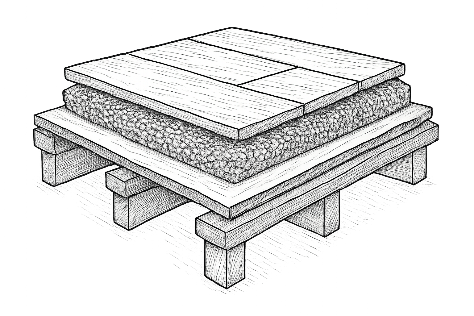 chape plancher bois