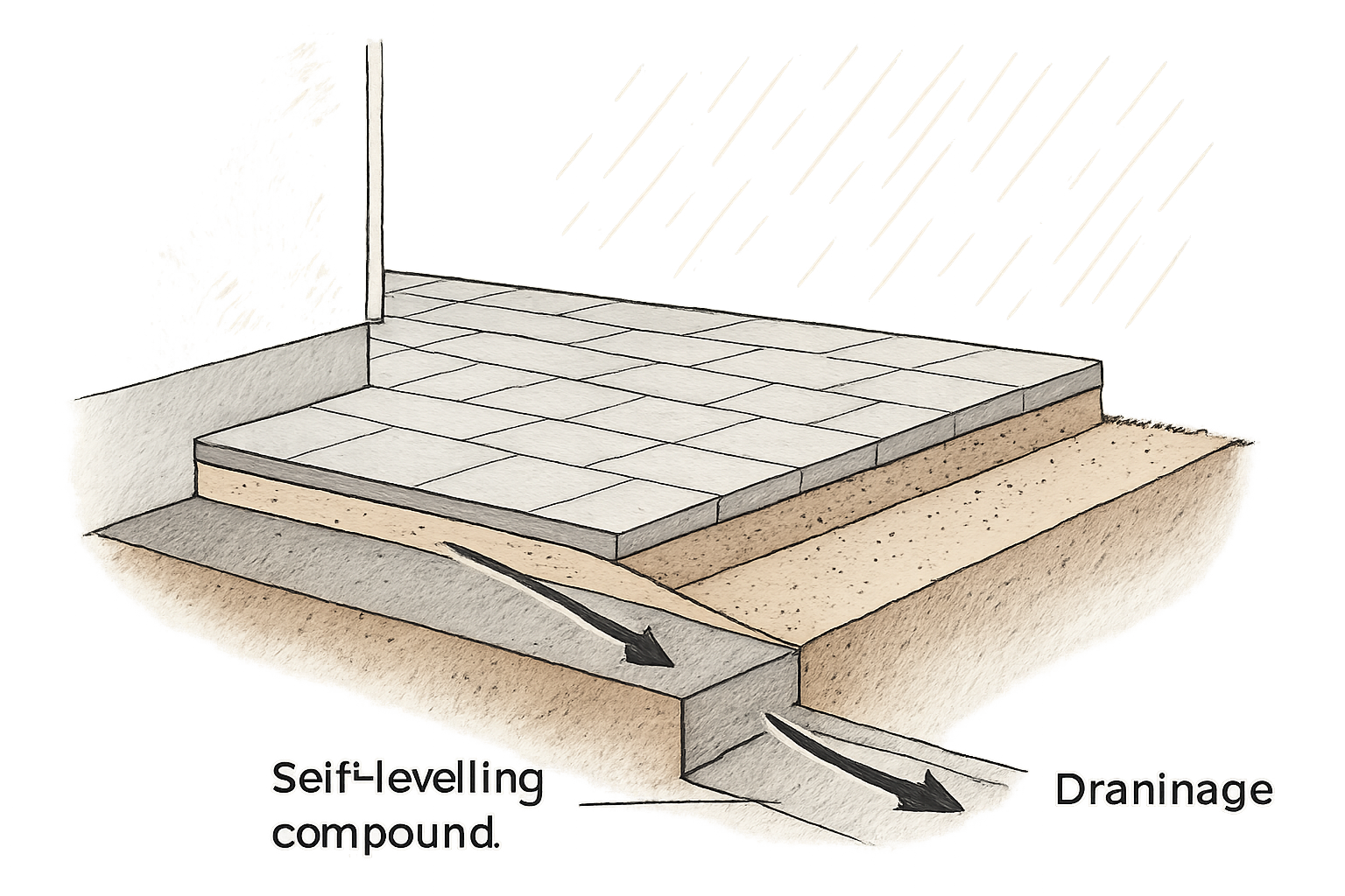 ragréage extérieur pluie